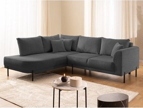 Colțar gri închis cu tapițerie din chenille (cu colț pe partea stângă/în formă de ”L”) Mauris – Ropez