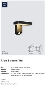 Lampa LED solara cu tarus, cu senzor de miscare, design modern, IP44 RICA SQUARE 2118178003 NL