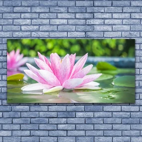 Tablou pe panza canvas Water Flower Art Roz Verde