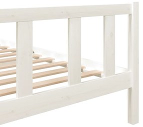 Cadru de pat Small Double 4FT, alb, 120x190 cm, lemn masiv Alb, 120 x 190 cm