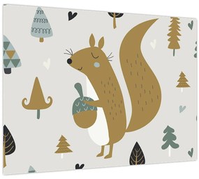 Tablou pe sticlă - Veveriță cu o nucă (70x50 cm)