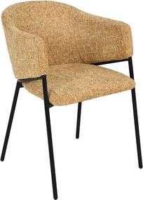 Set de 2 scaune aspect retro, Metal Negru, Chenille Galben, NOBLESSE A-47580 VC