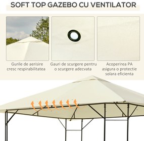 Pavilion Gazebo pentru Grădină Outsunny Alb din Metal 3x3m | Aosom RO