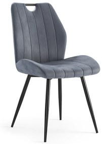 MAZZONI EXPORT ARNO Gri (țesătură Bluvel 14) - SCAUN TAPIȚAT MODERN PENTRU LIVING/SUFRAGERIE cu MÂNER | CATIFEA