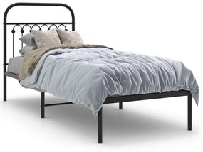 376591 vidaXL Cadru de pat metalic cu tăblie, negru, 80x200 cm