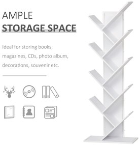 HomCom biblioteca in forma de copac, 50x28x142 cm, alba | AOSOM RO