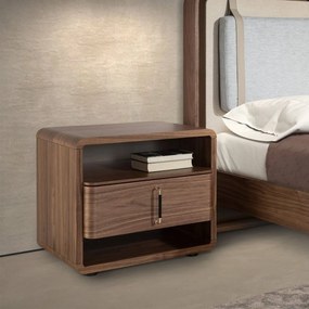 Noptiera design LUX cu sertare Walnut Veneer