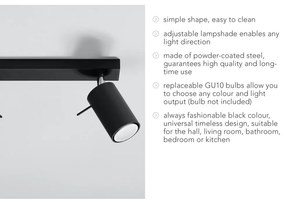 Spot negru 8x30 cm Etna – Sollux