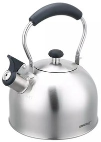 Ceainic cu fluier Kinghoff KH 1859, 2.5 l, Inducтie, Mаner din lemn, Inox