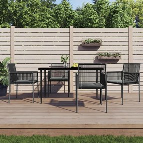3187067 vidaXL Set mobilier grădină cu perne, 5 piese, negru, poliratan & oțel