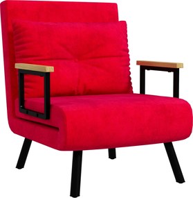 HOMCOM Canapea Extensibilă cu Spătar Reglabil pe 5 Nivele, Canapea Pat Individuală Pliabilă cu Perne, 63x73x81 cm, Roșu | Aosom Romania