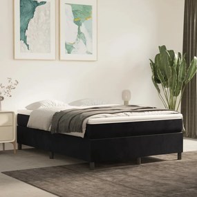 vidaXL Pat box spring cu saltea, negru, 140x200 cm, catifea