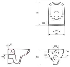 Vas wc suspendat rimless Cersanit Colour cu capac soft close inclus, alb lucios