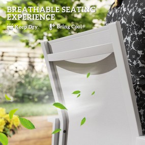 Outsunny Set de 2 Scaune de Grădină cu Cadru din Aluminiu, Plasă Respirabilă și Cotiere, 56x58x89 cm, Gri Deschis | Aosom Romania