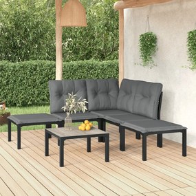 3187756 vidaXL Set mobilier de grădină, 6 piese, negru și gri, poliratan