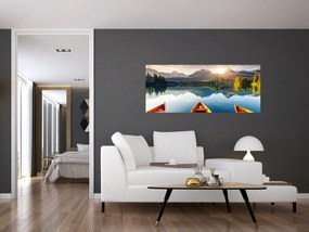 Tablou - Lac cu bărci (120x50 cm)