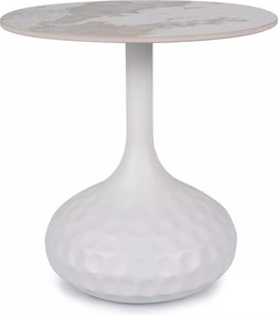 Masuta cafea SALO B, alb cu efect de marmura, ceramica/metal, 50x49 cm