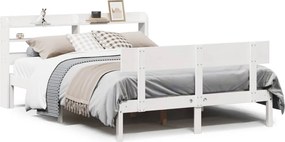 vidaXL Cadru de pat fără saltea, alb, 140x200 cm, lemn masiv pin