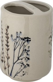 Set dispenser săpun lichid și pahar din ceramică cu flori de câmp aplicate manual, D8×H11/D8×H18 cm, „Bea"