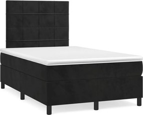 vidaXL Pat box spring cu saltea, negru, 120x200 cm, catifea