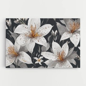 Tablou Canvas, 80x120cm, Dormitor si Living, Flori, Crini, White Grey Lily