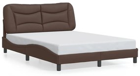 3208004 vidaXL Cadru de pat cu tăblie, maro, 140x200 cm, piele ecologică