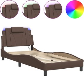 vidaXL Cadru de pat, Viana, cu LED fără saltea, maro, 90x190 cm