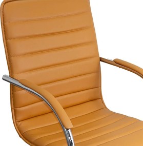 Scaun pentru așteptare bej OFF 835 din piele ecologică și cadru metalic cromat cu brațe