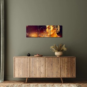 Tablou - Machiaj de aur (cu ceas) (90x30 cm)