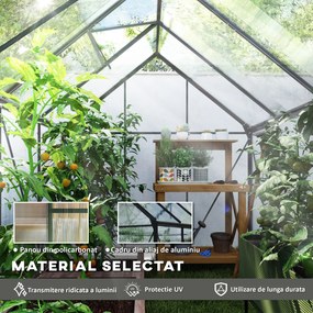 Outsunny Sera Walk-In Aluminiu &amp; Policarbonat – Ventilatie si Jgheab | Aosom Romania