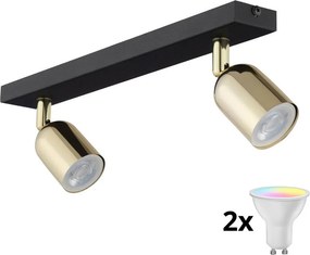 Spot LED RGBW dimabil TOP 2xGU10/6,5W/230V 2700-6500K negru/auriu