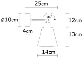 Aplică de perete neagră/în culoare naturală ø 14 cm Manavgat – Opviq lights