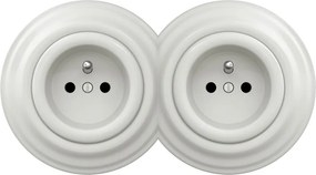 Kliklap - Priză dublă retro de perete cu ramă 230V albă