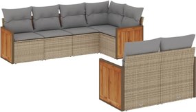 vidaXL Set canapele de grădină, 7 piese, cu perne, bej, poliratan