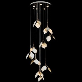 Lustra cu Frunze Ceramice, 10 Brate, Finisaj Gold - Bussy Lighting 7238-10+5P