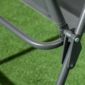 Outsunny Set de Exterior din 3 Piese cu Masă cu Blat din Sticlă și 2 Scaune Pliabile din Plasă, Ф45x50 cm, Gri Deschis | Aosom Romania