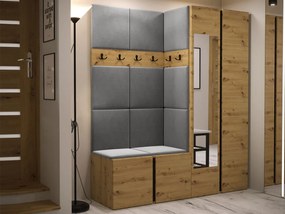 Mobilier hol Tovenaz XII (Stejar artisan + Negru + Gri) (cu oglindă). 1104817