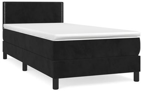 3141223 vidaXL Pat box spring cu saltea, negru, 90x200 cm, catifea