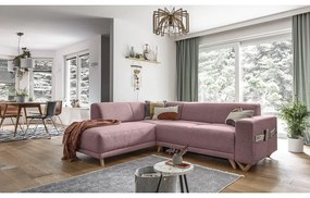 Colțar roz extensibil/cu spațiu de depozitare (cu colț pe partea stângă/în formă de ”L”) Classy Sophie – Miuform