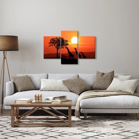 Tablou cu girafe în apus de soare (90x60 cm)