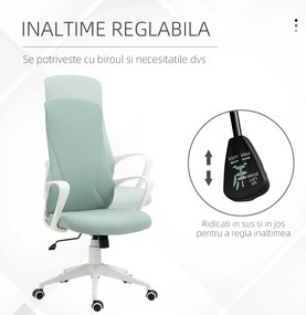 Vinsetto Scaun de birou ergonomic, cu înălțime ajustabilă și balans, 62x56x110-119,5 cm, verde | Aosom Romania