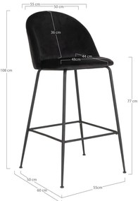 Scaune de bar negre 2 buc. din catifea 108 cm Lausanne – House Nordic