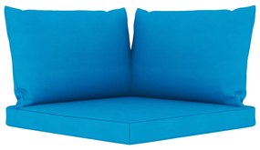 Set mobilier de gradina, 6 piese, cu perne albastru deschis Albastru deschis, 2x colt + 2x mijloc + suport pentru picioare + masa, 1