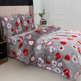 Lenjerie de pat cu microplus CHRISTMAS HEART gri Dimensiune lenjerie de pat: 70 x 90 cm | 140 x 220 cm