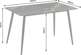 Masa dining cu blat ceramic Milano Aurora Oro 140x80cm