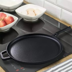 Tigaie pentru clatite din fonta Kinghoff KH 1895, 29 cm, Suprafata neaderenta, Inductie, Negru