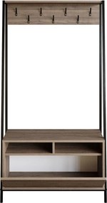 Mobilier hol DEVIN, nuc/negru, PAL melaminat/metal, 94x35x180 cm