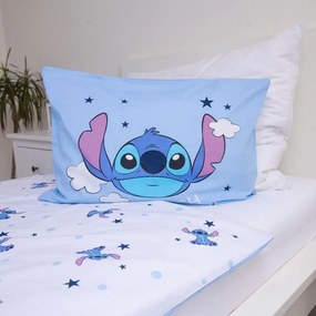 Lenjerie de pat pentru copii albastră din bumbac pentru pătuț 100x135 cm Lilo &amp; Stitch "Clouds" – Jerry Fabrics