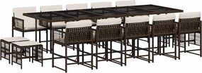 vidaXL Set mobilier de grădină cu perne, 15 piese, maro, poliratan