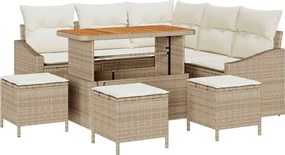 vidaXL Set de canapele pentru grădină cu pernă 9 pcs Bej Rattan poli